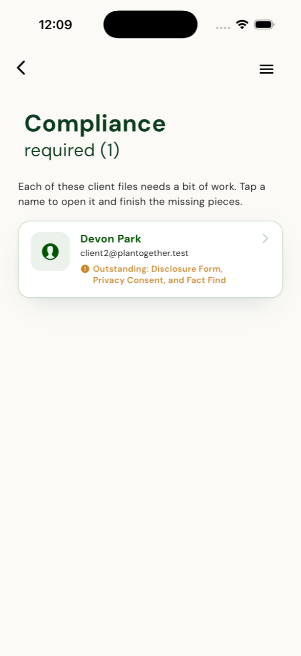 Compliance required — ranked client files