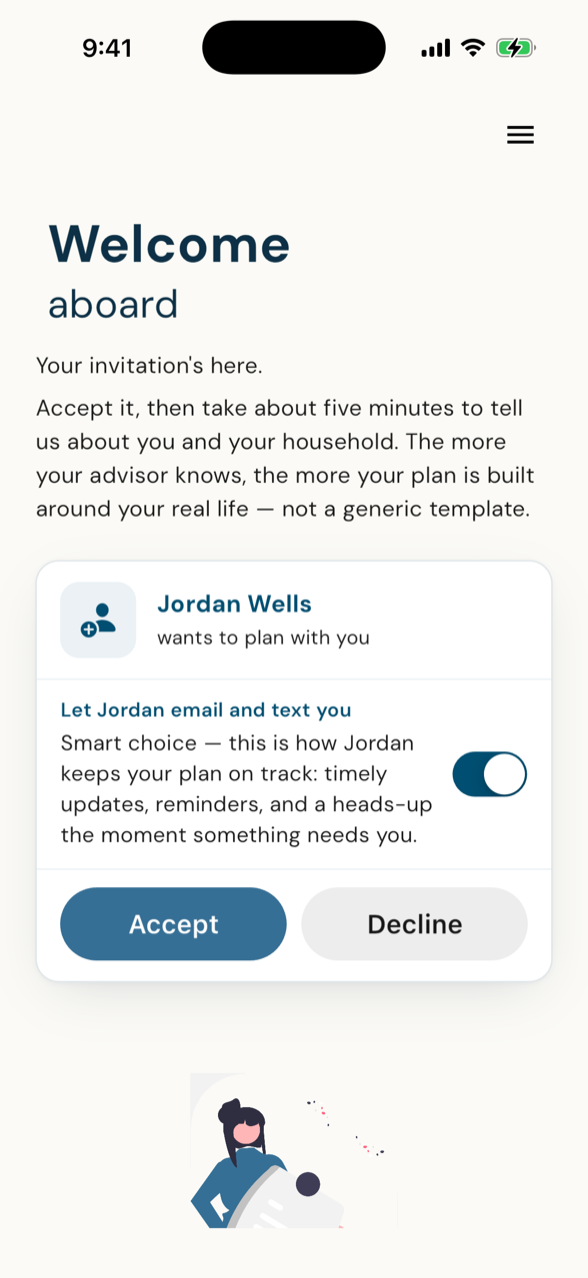 Welcome aboard - "Your invitation's here."